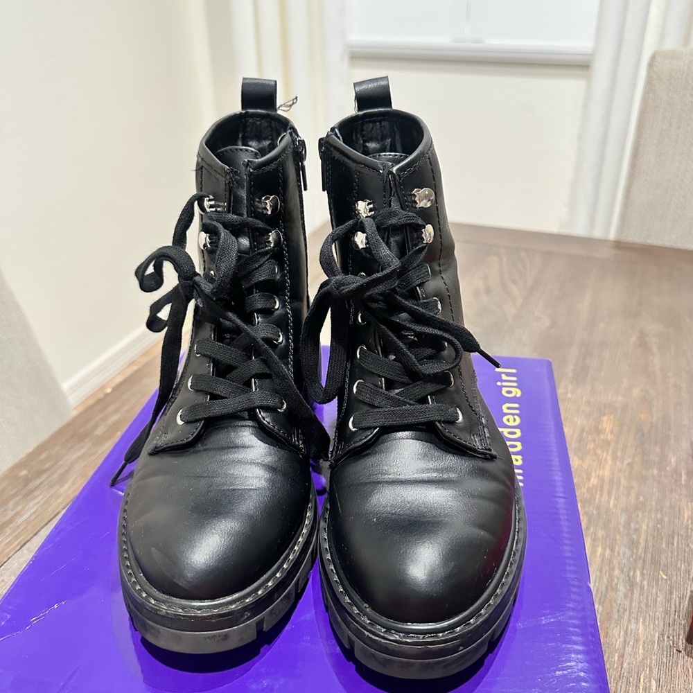 Madden Girl Black Combat Boots